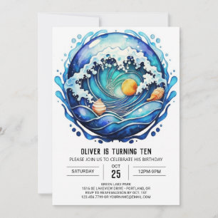 Invitation Anniversaire de enfant d'aquarelle Seashore