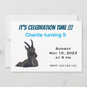Invitation Anniversaire de enfant d'art animal de chèvre Ibex