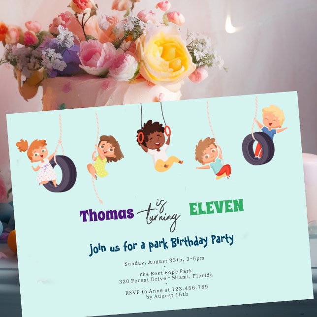 Invitation Anniversaire de enfant d'aventure du parc à cordes (Créateur téléchargé)