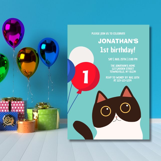 Invitation Anniversaire de enfant de ballon arc-en-ciel de ch (Créateur téléchargé)