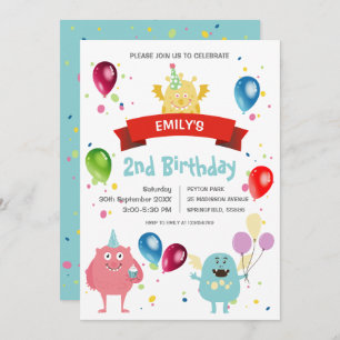 Invitation Anniversaire de enfant de ballon coloré Pastel Mon
