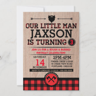 Invitation Anniversaire de enfant de bûcheron, petit homme ru