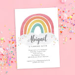 Invitation Anniversaire de enfant de calligraphie arc-en-ciel<br><div class="desc">L'invitation à l'Anniversaire de enfant Rainbow coloré présente un arc-en-ciel dessiné à la main dans les tons rose,  orange,  jaune et turquoise et un nom de calligraphie tendance.</div>