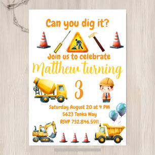 Invitation anniversaire de enfant de camion de con