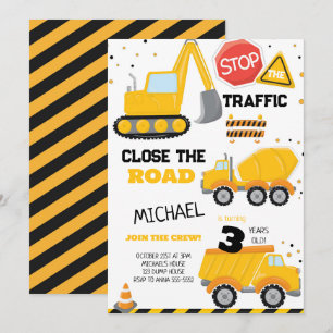 Invitation Anniversaire de enfant de camion de construction
