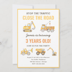 Invitation Anniversaire de enfant de camion de construction