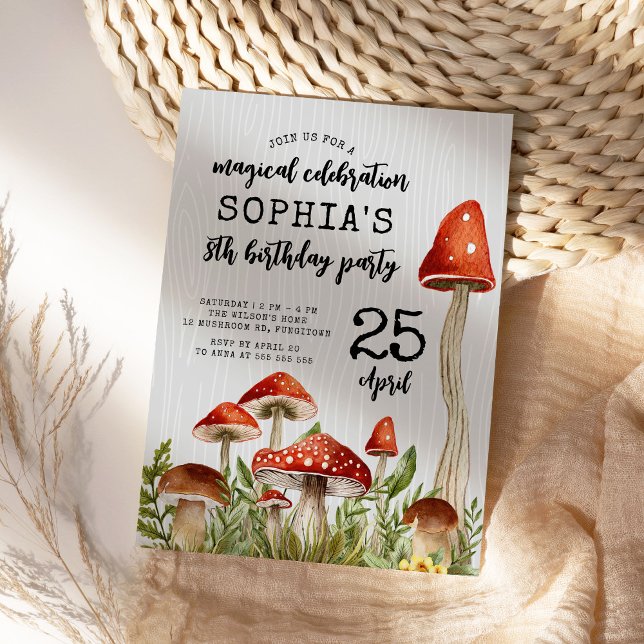 Invitation Anniversaire de enfant de champignons de bois ench (Créateur téléchargé)
