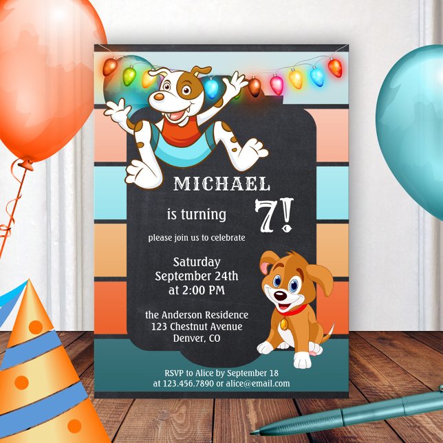 Invitation Anniversaire de enfant de Chiens mignons de tablea (Créateur téléchargé)