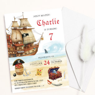 Invitation Anniversaire de enfant de coffre de pirate et de t