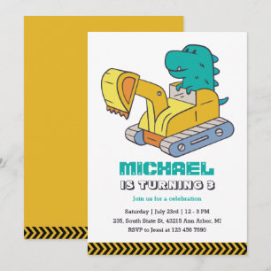 Invitation Anniversaire de enfant de construction de l'excava