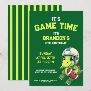 Invitation Anniversaire de enfant de Dinosaure de football ve