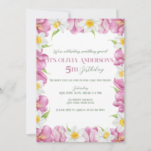 Invitation Anniversaire de enfant de fleurs colorées au print