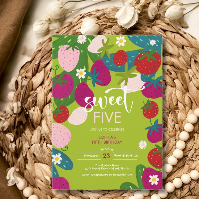 Invitation Anniversaire de enfant de fraise sucrée (Créateur téléchargé)