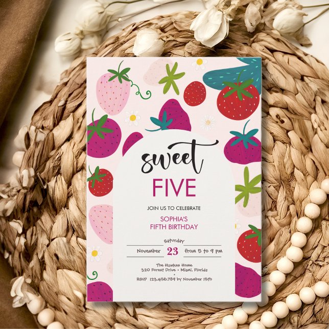 Invitation Anniversaire de enfant de fraise sucrée (Créateur téléchargé)