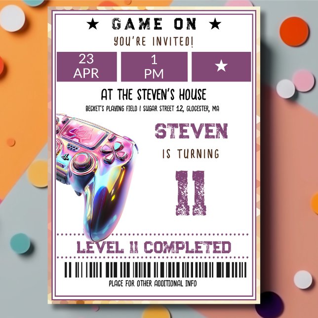 Invitation Anniversaire de enfant de jeux vidéo (Créateur téléchargé)