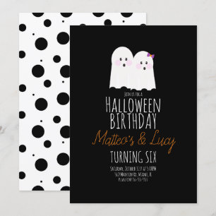 Invitation Anniversaire de enfant de jumeaux pour Halloween G