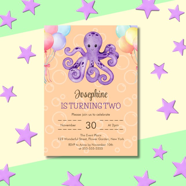 Invitation Anniversaire de enfant de la bulle d'octopus (Créateur téléchargé)
