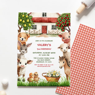 Invitation Anniversaire de enfant de la ferme Animaux pour fi