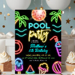 Invitation Anniversaire de enfant de la fête de la piscine Ne<br><div class="desc">Invitation Anniversaire de enfant de la fête de Neon Pool,  Invitation Anniversaire de enfant de la fête de Neon Pool Summer,  Invitation de la fête d'anniversaire de Neon Tropical</div>