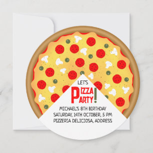 Invitation Anniversaire de enfant de la fête de la pizza