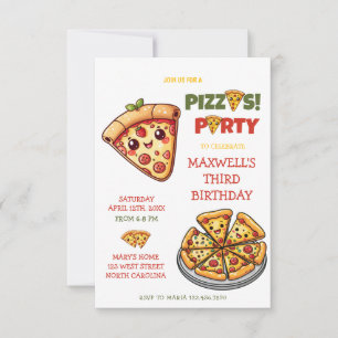 Invitation Anniversaire de enfant de la fête de la pizza Cute
