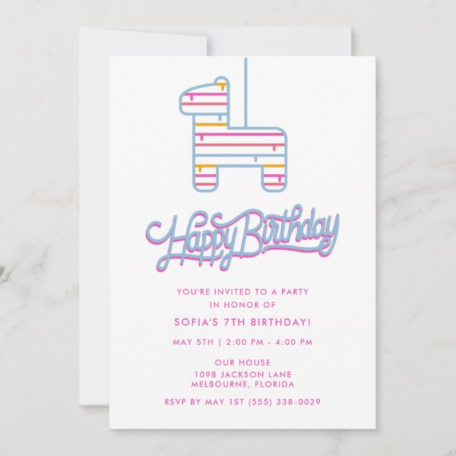 Invitation Anniversaire de enfant de la Piñata Party (Devant)