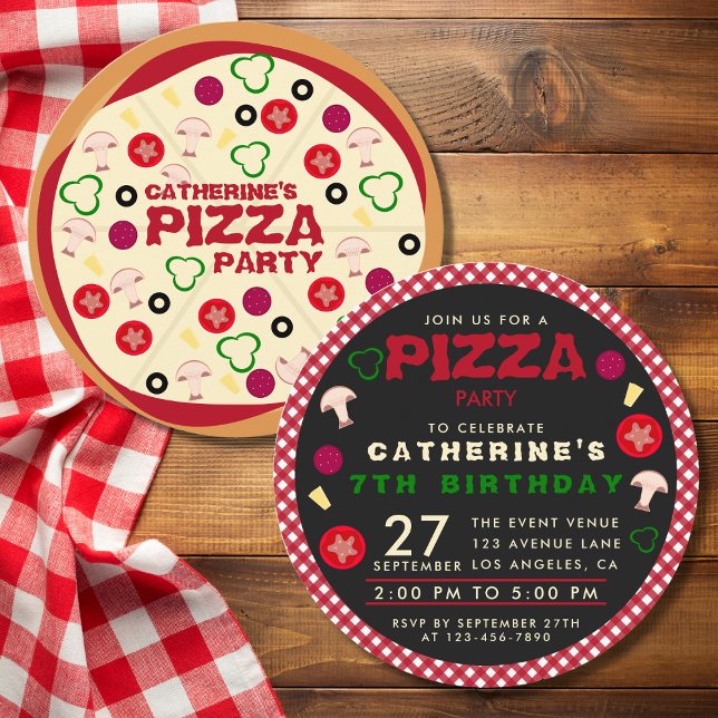 Invitation Anniversaire de enfant de la Pizza Round (Créateur téléchargé)