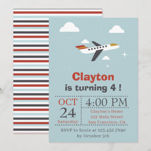 Invitation Anniversaire de enfant de l'avion et des nuages