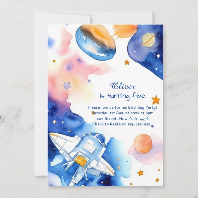 Invitation Anniversaire de enfant de l'espace Boho (Devant)