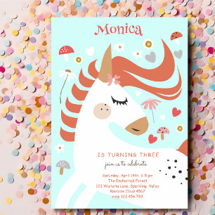 Invitation Anniversaire de enfant de licorne magique Whimsica