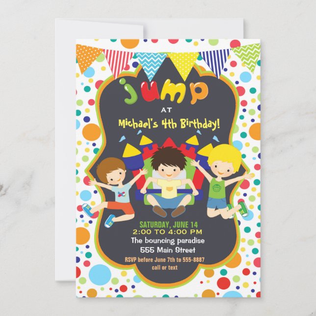 Invitation Anniversaire de enfant de l'invitation rebondissan (Devant)