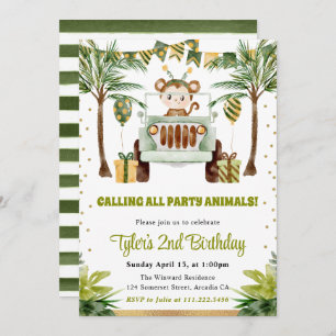 Invitation Anniversaire de enfant de singe de la jungle