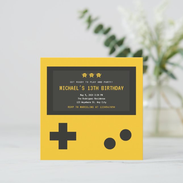 Invitation Anniversaire de enfant de style de console de jeu  (Debout devant)