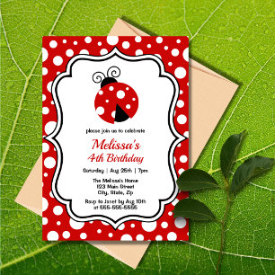Invitation Anniversaire de enfant de trame de Pois blancs rou
