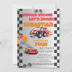Invitation Anniversaire de enfant de voiture de co