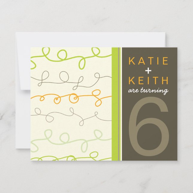 Invitation Anniversaire de enfant des jumeaux Retr (Devant)