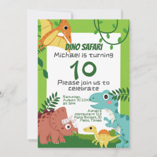 Invitation Anniversaire de enfant : Dino Safari, c