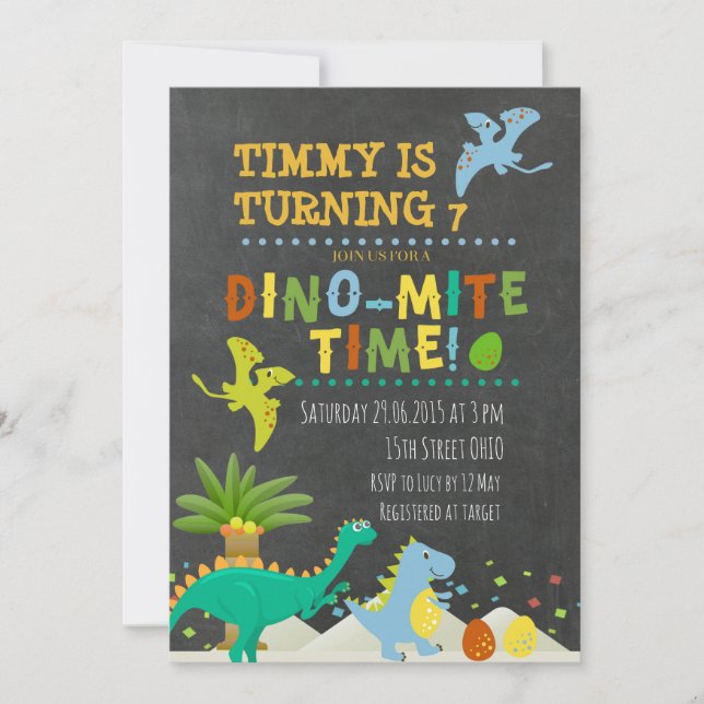 Invitation Anniversaire de enfant Dinosaur (Devant)