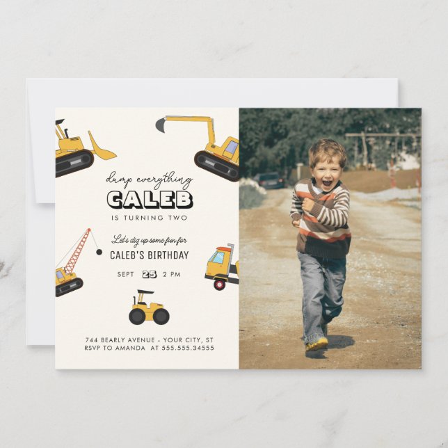Invitation Anniversaire de enfant du camion de construction I (Devant)