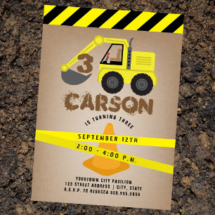 Invitation Anniversaire de enfant du cône de construction d'e