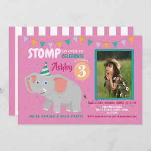 Invitation Anniversaire de enfant du parti Eléphant Photo Pin
