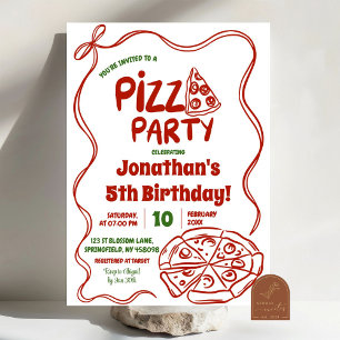Invitation Anniversaire de enfant du Red Coquette Pizza Party