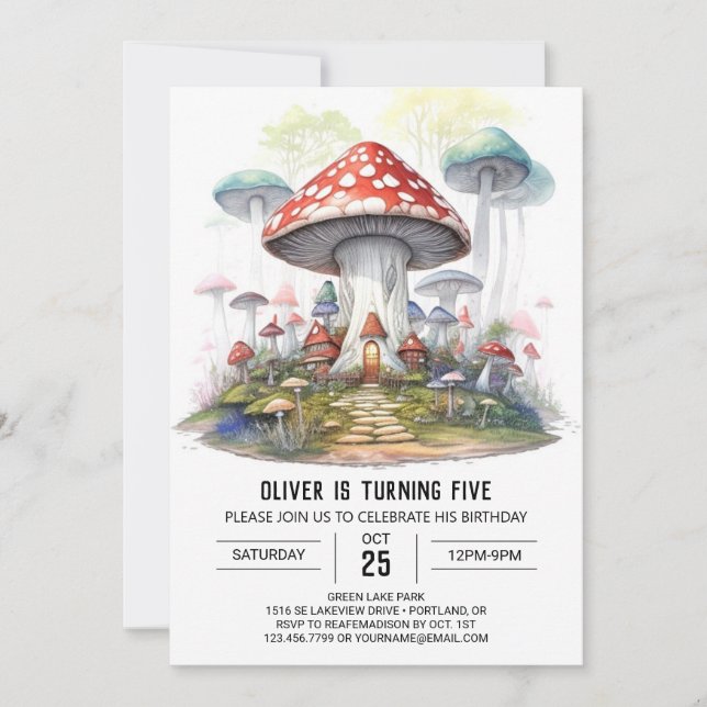 Invitation Anniversaire de enfant Enchanted Toadstool Adventu (Devant)