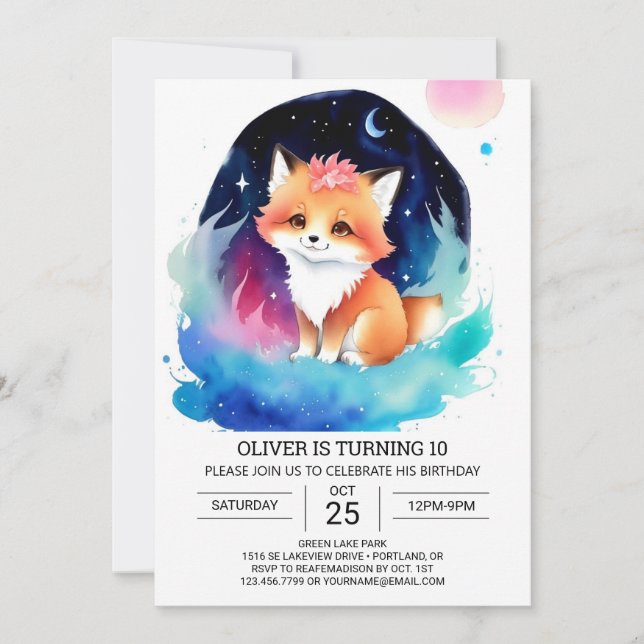 Invitation Anniversaire de enfant Fennec Fox Bash (Devant)