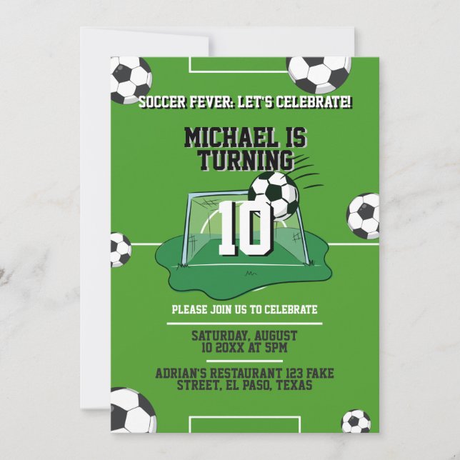Invitation Anniversaire de enfant : fièvre du foot (Devant)