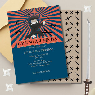 Invitation Anniversaire de enfant guerrier du Cute Ninja