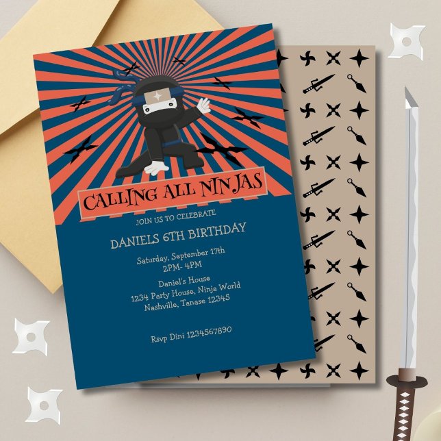 Invitation Anniversaire de enfant guerrier du Cute Ninja (Créateur téléchargé)