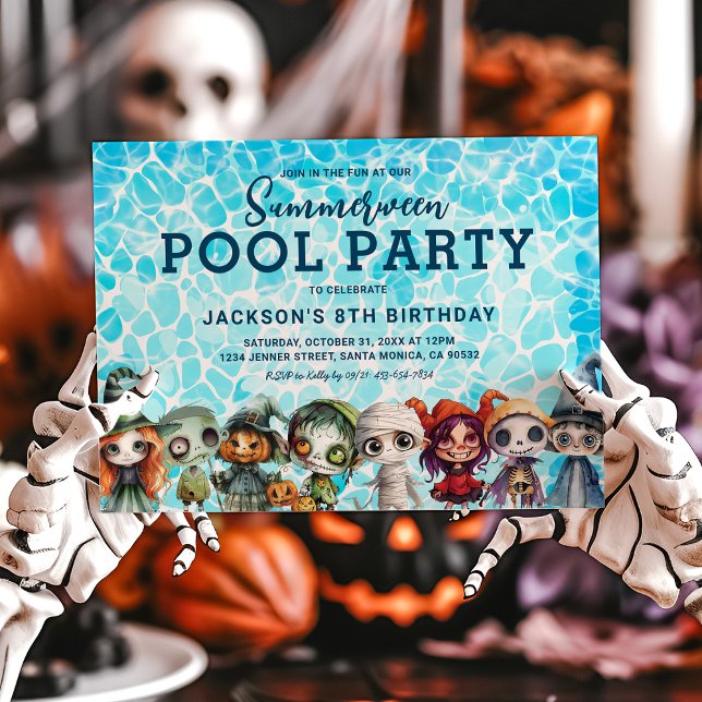 Invitation Anniversaire de enfant Halloween Pool Party (Créateur téléchargé)
