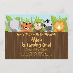 Invitation Anniversaire de enfant mignon d'animaux de zoo de