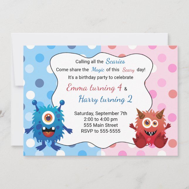 Invitation Anniversaire de enfant Monster (Devant)